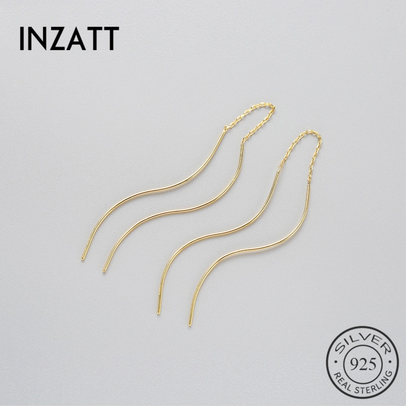 INZATT, Plata de Ley 925 auténtica minimalistas, aretes de gota a la trenzados, Pin Anti-alergia, accesorios de joyería para mujeres, para amantes