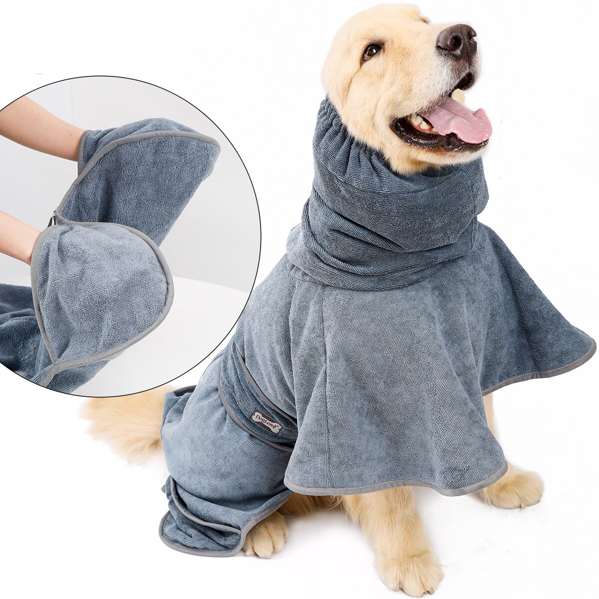 Albornoz para perro, bata de baño para mascotas, abrigo de secado, toalla absorbente para perros grandes, medianos y pequeños, secado súper rápido, suave y ajustable