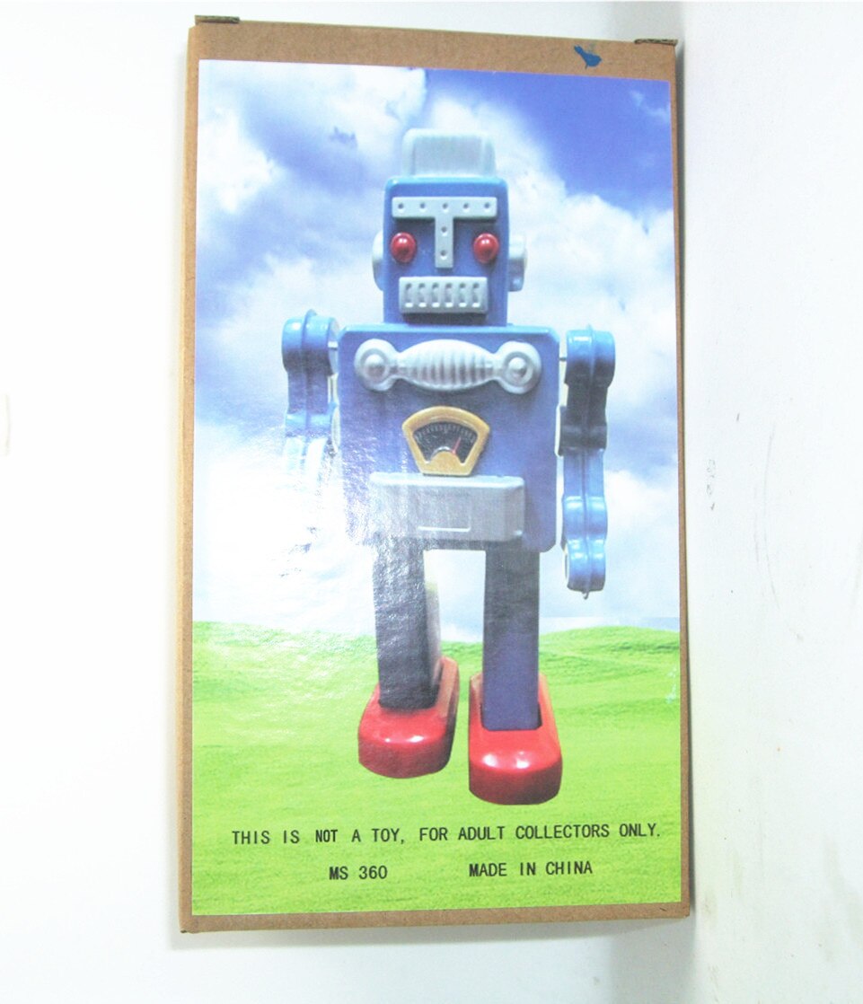 1PCS tin robot with mechanical winding robot toy