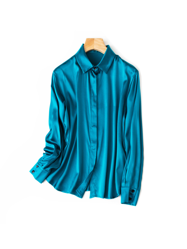 SuyaDream-camisas lisas de seda 93% auténtica para mujer, Blusa de manga larga de 7% licra, Top para oficina, primavera y otoño, 2022