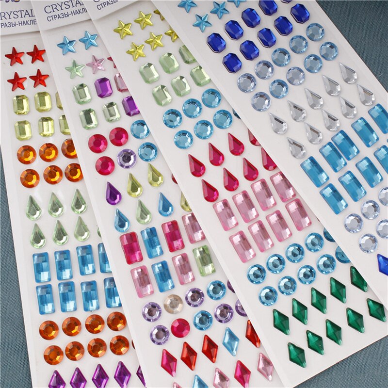 Akryl diamant klistermærker børns håndlavede diy dekorative skinnende ædelsten krystal håndværk klistermærker børns наклейки legetøj