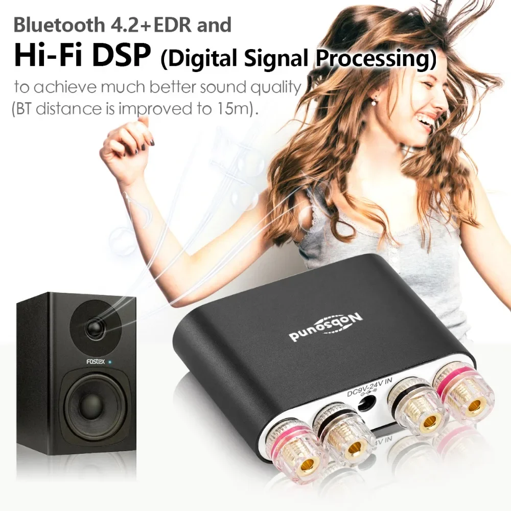 Nobsound Hi-Fi Digitale Versterkers Mini Stereo DSP Bluetooth 5.0 Ontvanger Home Audio Desktop Eindversterker 100W * 2