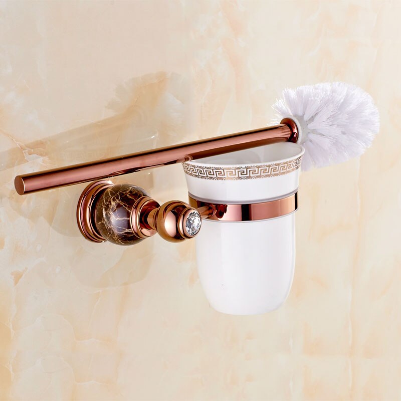 Europäischen stil Marmor Wc-bürstenhalter Rose Gold Überzog Weiße Jade wc-bürste Badezimmer Produkte nützlich für Schlecht: Marmor