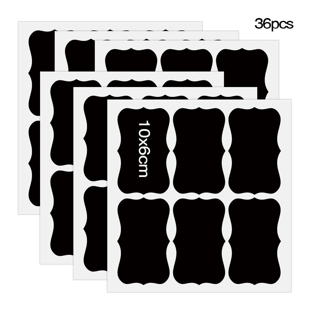 36pcs Kitchen Jar Stickers Storage Organizer Jar Jam Spice Stickers Bottles Spices Label Sticker Black Waterproof Labels Sticker