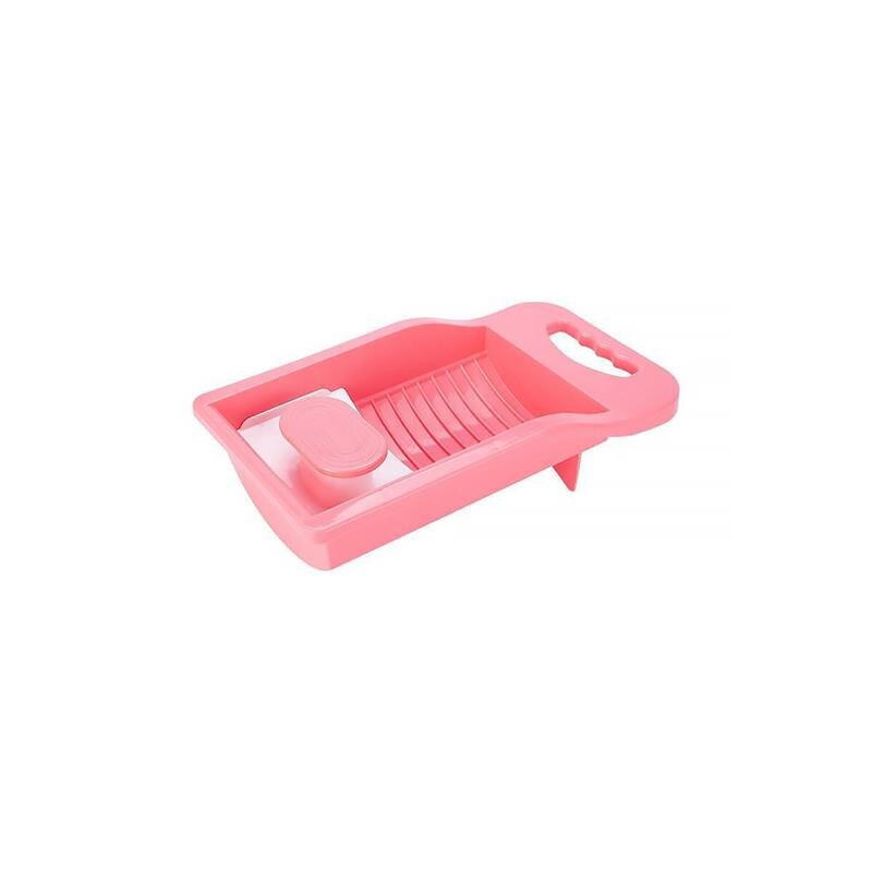 Plastic Washtub With Washboard Thick Laundry Basin Wash Baby Underwear Plastic Laundry Basin Clothe Cleaning Tool: Pink
