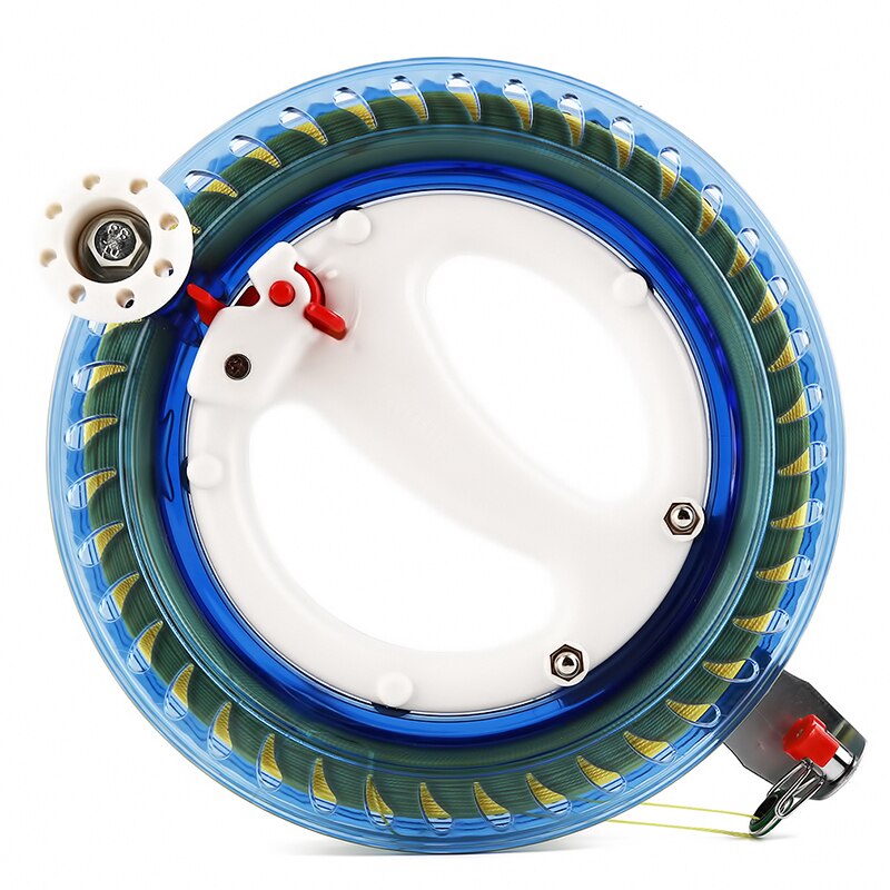 Kite Reel Winder Fire Wheel String Flying Handle Tool Twisted String Line Outdoor Round Blue Grip For Fying Kites 200M: C Crystal reel
