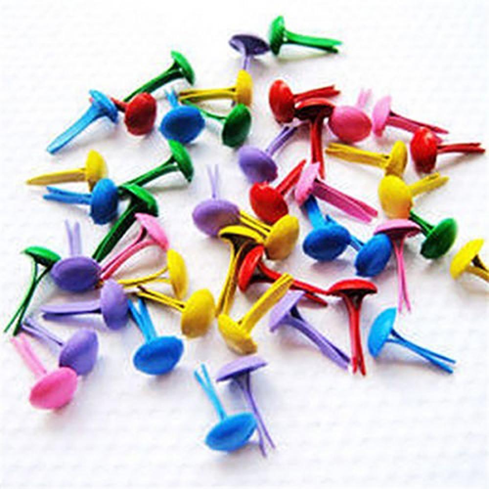 100Pcs Mixed Color Scrapbooking Card Making Craft DIY Round Mini Iron Brads