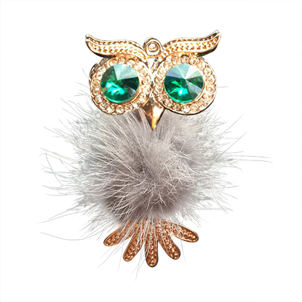 Diamant fourrure hibou voiture désodorisant Auto sortie parfum Clip parfum arôme diffuseur Bling voiture accessoires décor ornements # BL5: Gray