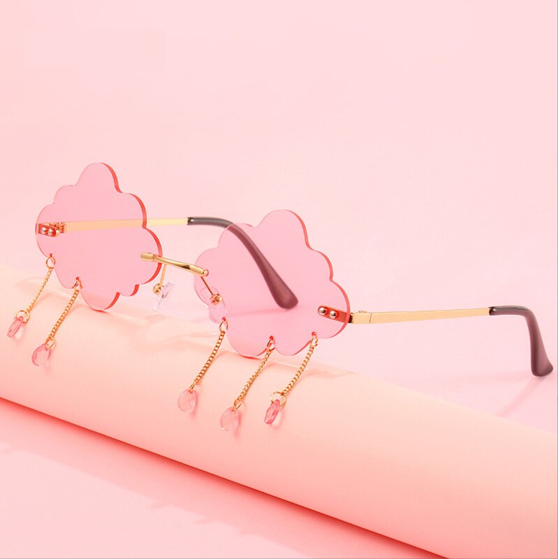 Nube de lluvia de gafas de alto perfil de tendencia de de calle, de tipo click gafas de sol sin marco de lente gafas de sol