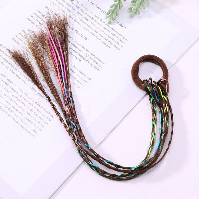 Perruque bandeau Simple en caoutchouc pour filles | Corde tressée, accessoires pour cheveux, perruque corde pour cheveux, outils pour cheveux, coiffe de tête de cochon: light coffee