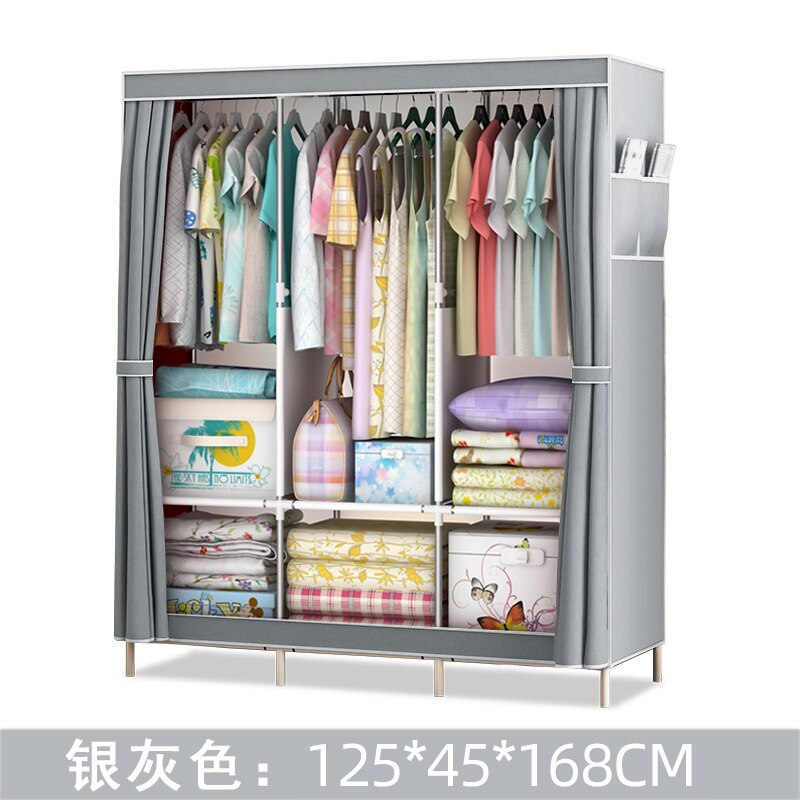 DIY Non-woven Folding Portable Wardrobe Bedroom Furniture Bedroom Storage Cabinet Simple modern dustproof wardrobe