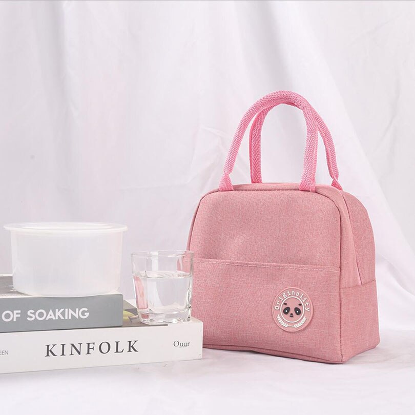 1 pçs cervos impresso sacos de refrigerador à prova dnylon água náilon portátil zíper térmico oxford almoço sacos caixa para as mulheres conveniente sacola de alimentos: Pink Style01