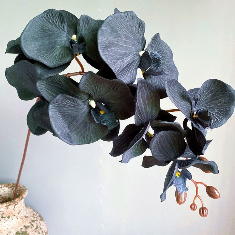 Orquídea Negra grande de 105cm, orquídea, flor de seda Artificial, Phalaenopsis para boda, jardín, decoración de habitación, flores artificiales: C