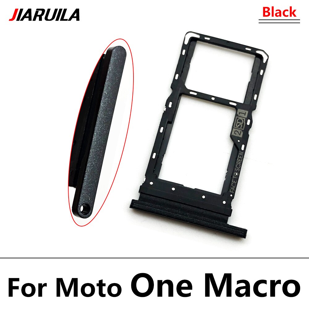 SiM Tray For Moto E6 Play E6S G10 One Action One Fusion Macro SIM Card Slot SD Card Tray Holder Adapter: One Macro Black