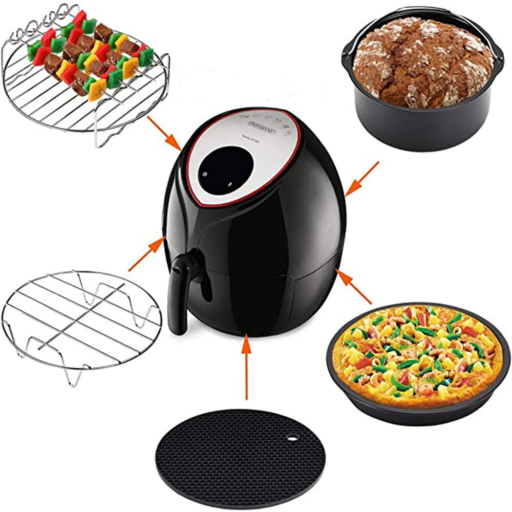HA-Life 8pcs/set 7Inch Air Fryer Accessories Fit All Airfryer 3.7 4.2 5.3 5.8QT Kitchen Accessories Air Fryer Oven Set 2022