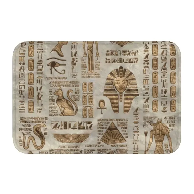 Alte ägyptische Götter und Hieroglyphen Haustür matt rutsch feste saugfähige ethnische Ägypten Fuß matt Wohnzimmer Eingang Teppich Teppich: Licht Grün