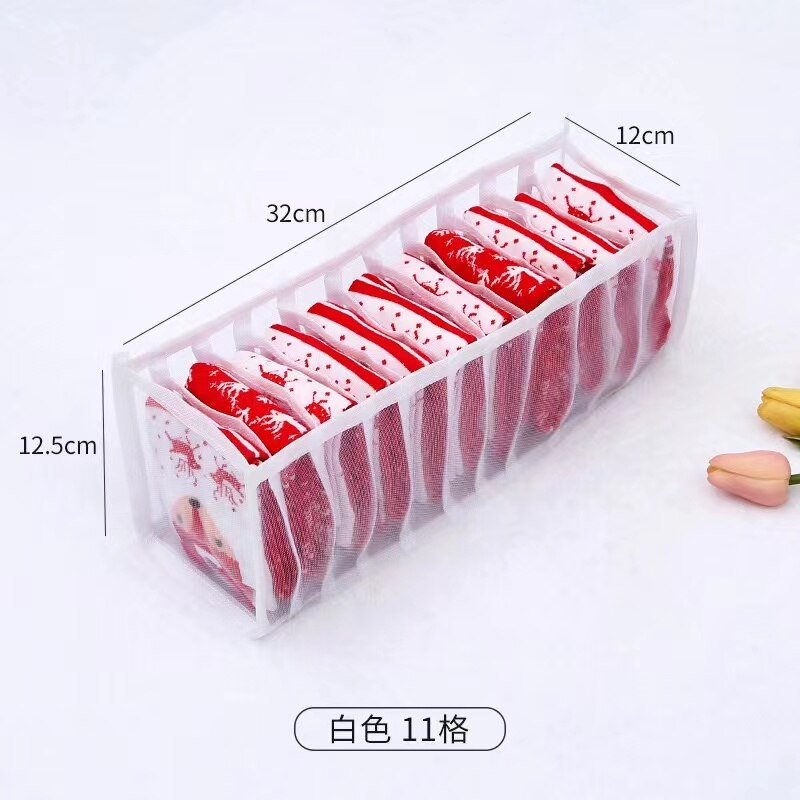 Organizador de armario para ropa interior, divisor de armario para el hogar, caja de almacenamiento para ropa, cajón plegable: White 11 grids