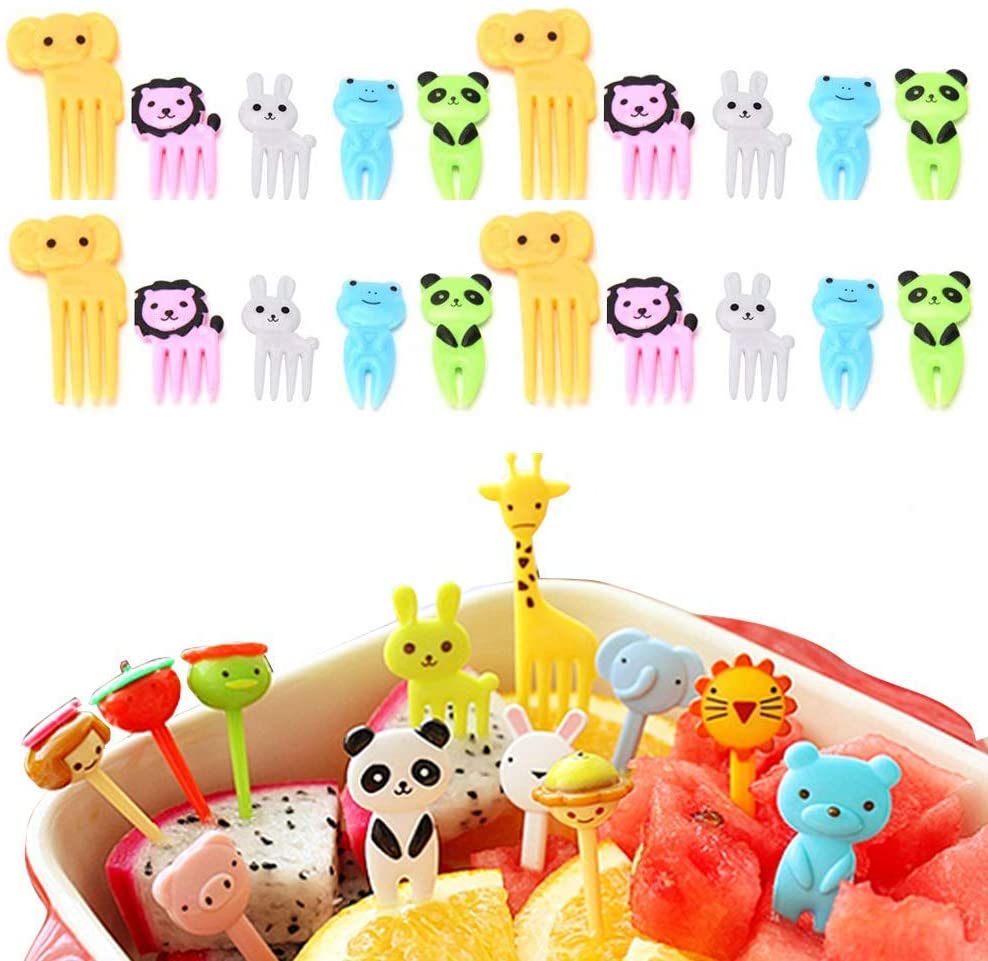 20 stk mat frukt gaffel kake dessert gafler barn dyr mini tegneserie tannpirker bento lunsj for cocktail party forsyninger: 18 stk b