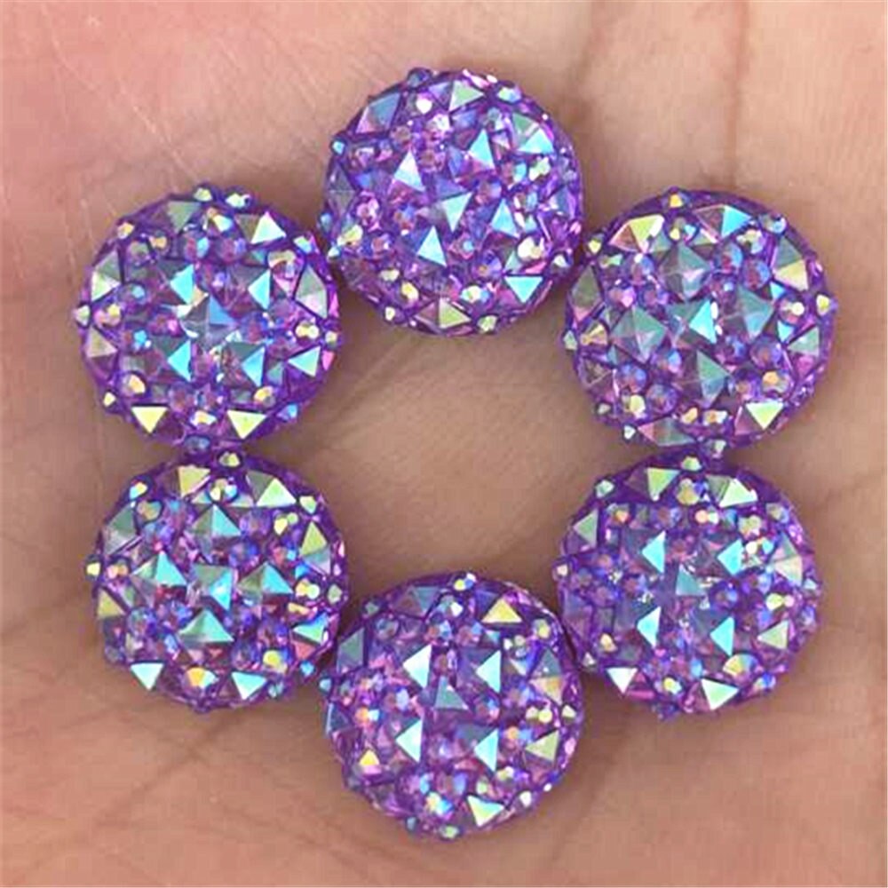 40Pcs Ab Resin 12Mm Ronde Resin Plaksteen Rhinestone Plakboek Ambachten