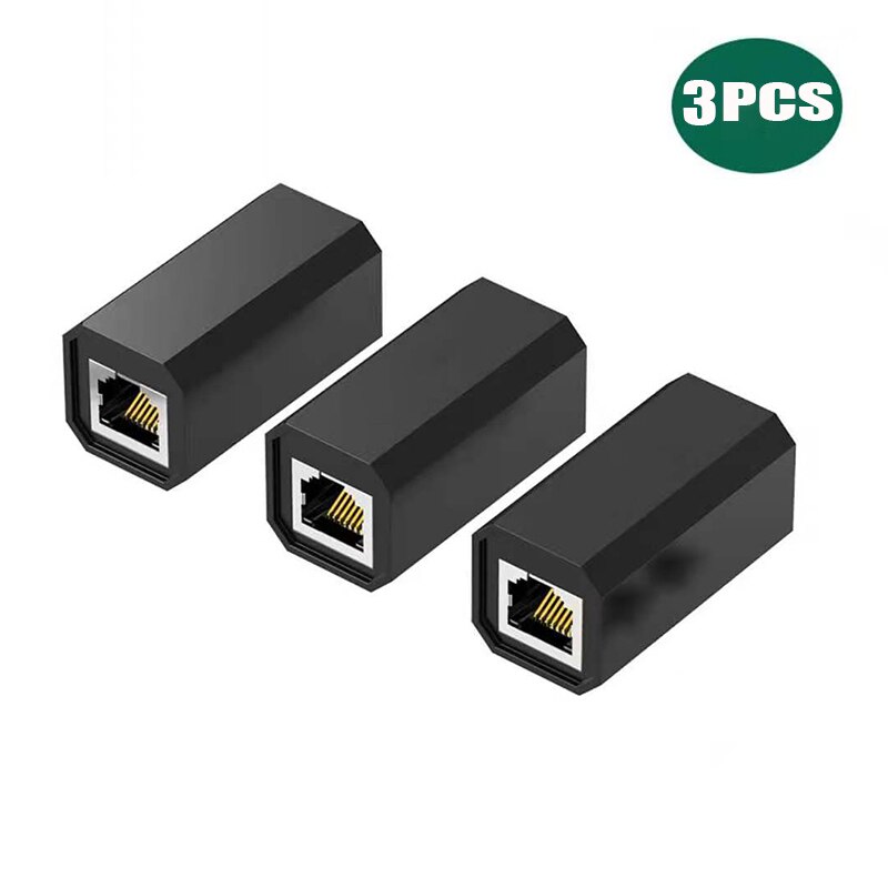 Netzwerk Kabel Verlängerung Adapter RJ45 Koppler Für Katze 7 Ethernet Konverter Buchse auf Buchse Ethernet Kabel für TV PC Hub drucker: 3Stck Schwarz