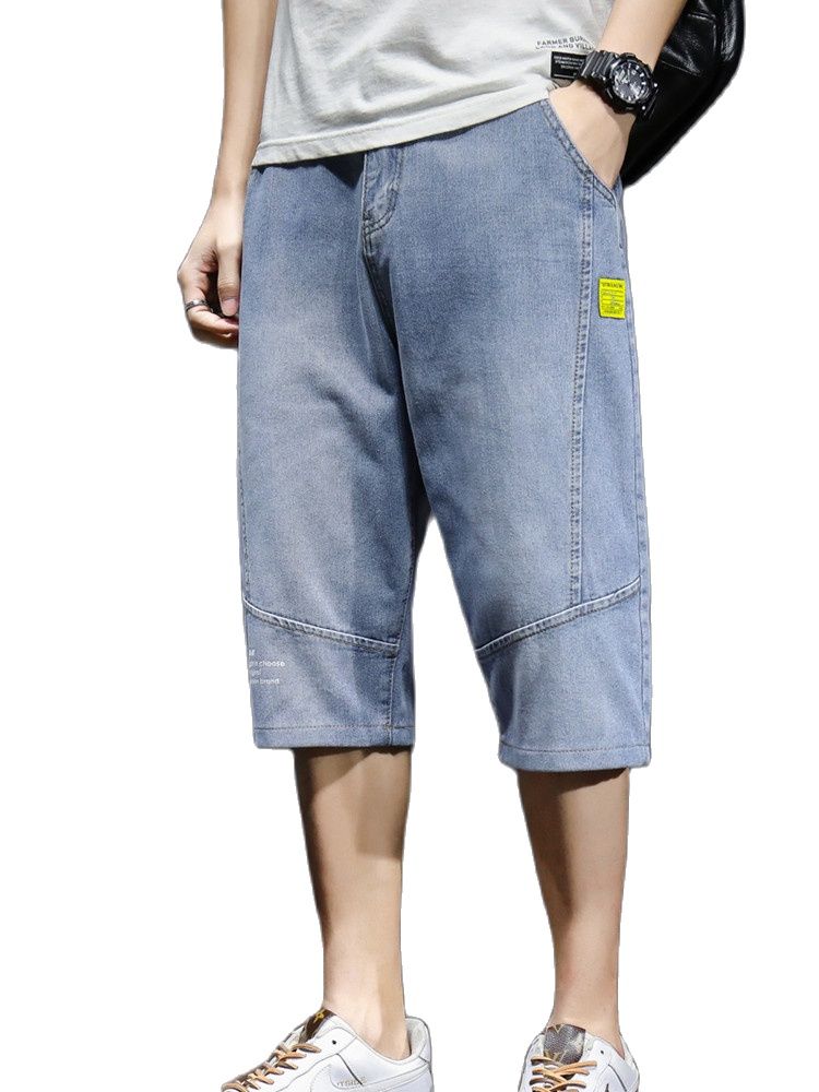 Verão novo denim jeans curto dos homens moda casual fino ajuste de alta qualidade elástico na altura do joelho denim shorts masculinos roupas marca