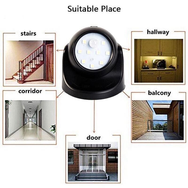 360 Battery Power Motion Sensor Security LED Light | Garden Outdoor Indoor PIR