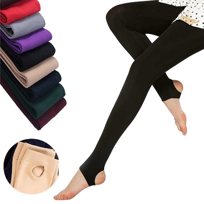 Loozykit Herfst Winter Vrouw Dikke Warme Leggings Candy Kleur Houtskool Stretch Fleece Broek Vertrappen Voeten Leggings