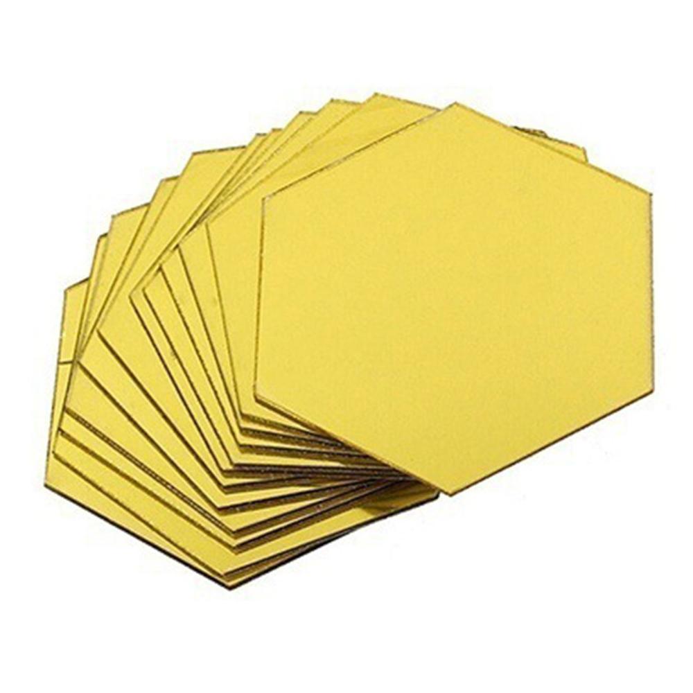 EONAZE 9 stuks 7,5 cm zeshoekige wandtattoo-spiegels, 3D acryl wanddecoratie boho spiegel, homestyle frameloze facetspiegel DIY flexibele zelfklevende spiegeltegels