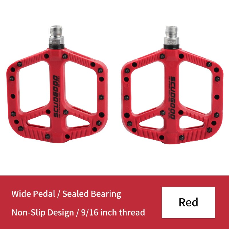 BIKEIN Pro bicicleta MTB bicicleta Pedal montaña pedales de bicicleta BMX plataforma de Nylon antideslizante pedales bicicleta plana grande Pedal partes: Rojo