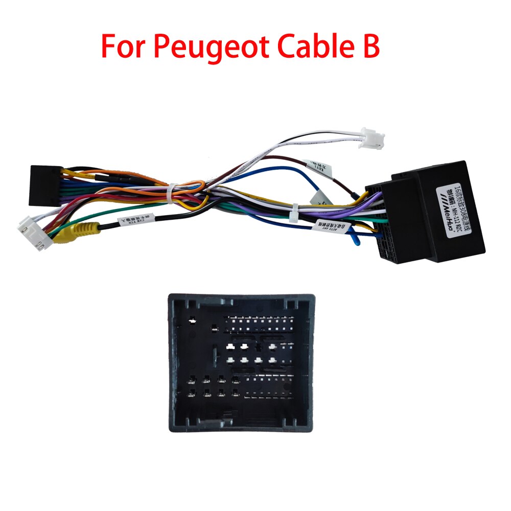 Universal 2 Din Car Android Radio Cable for KIA Nissan Toyota SUZUKI Mitsubishi Pajero V97 HONDA Ford Peugeot Power Connector: For Peugeot B