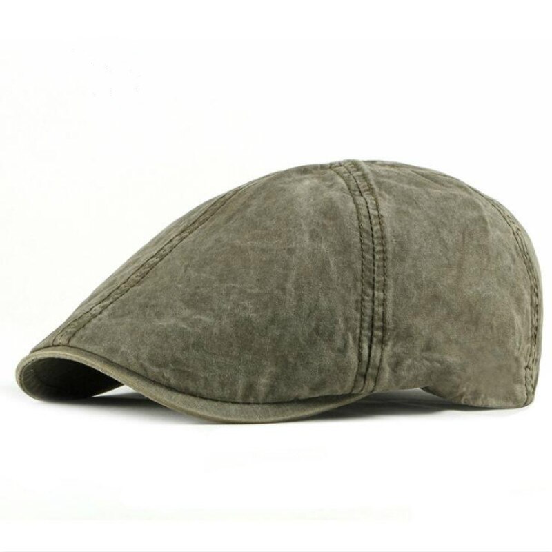 Gorra vaquera lavada con visera para hombres, gorra plana clásica para exteriores, gorra informal para caballero, gorra de hiedra Gatsby, boina para hombre, gorra octogonal Ivy: Verde militar