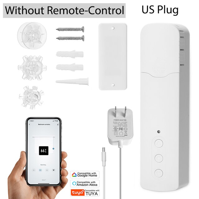 Motor inteligente WiFi para cortina de cuentas, Motor eléctrico inteligente para cortina, Control por voz mediante aplicación de teléfono móvil, Tuya: Type 1 US PLUG
