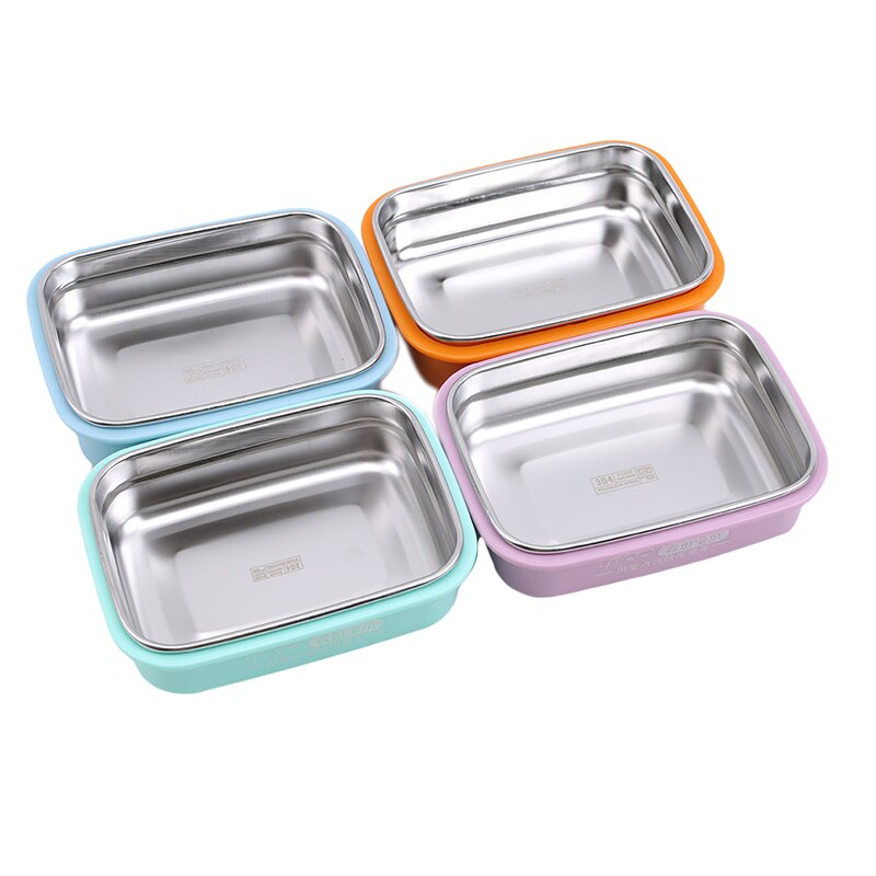 Lekvrije Kinderen Bento Lunchbox Voedsel Container Doos Effen Kleur Lunchbox Voor Kinderen Rvs Bento Box