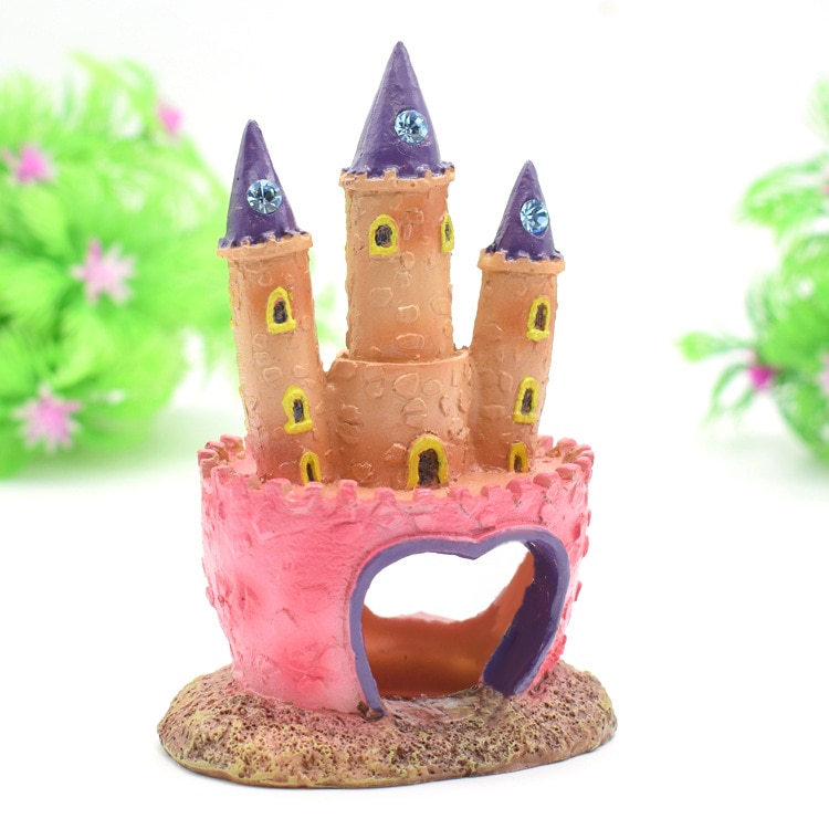 Newest Pink Princess Castle Fish Cave Aquarium Ornament Fish Tank Decoration