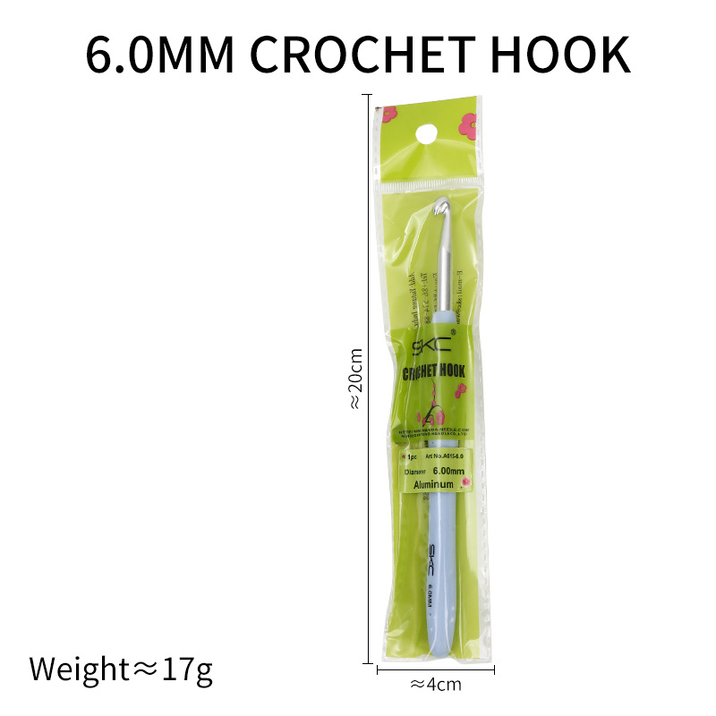 Gancho de ganchillo azul, vástago suave, aguja para suéter, ganchos de ganchillo, herramientas para tejer a mano, agujas de lana, accesorios de gancho de punto de aluminio TPR: Rojo