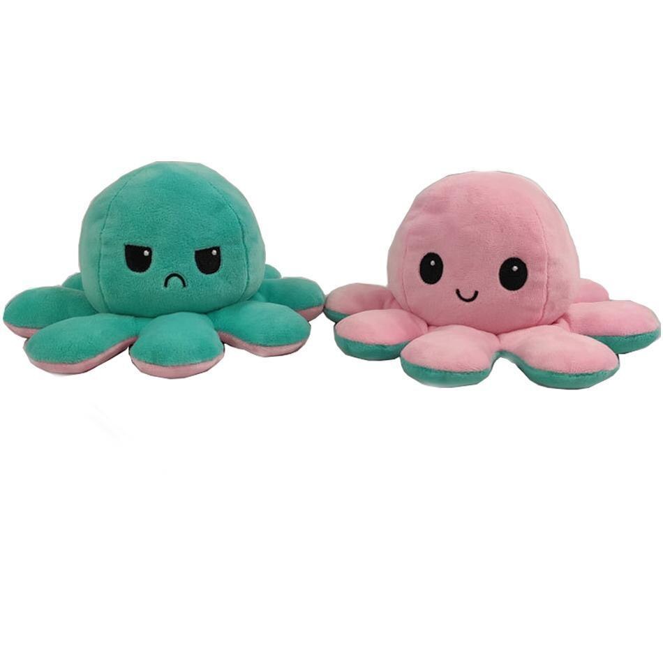 Flip two-sided Octopus Plush Stuffed Doll Toy Different Sides To Show Different Moods Soft Simulation Octopus Plush Toy For Kids