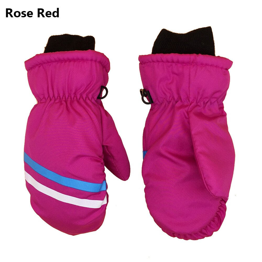 1Pair Children Kids Winter Warm Gloves Boy Girls Outdoor RidingSki Snowboard Windproof Waterproof Thicken Warm Mitten: Type2-rose red