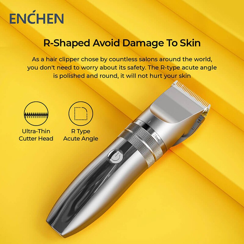 Enchen Hunter Electric Cordless Hair Clipper Beard Trimmer R-Shaped Acute Angle 8000r/m High Rotating Speed Motor 55dB Low Noise