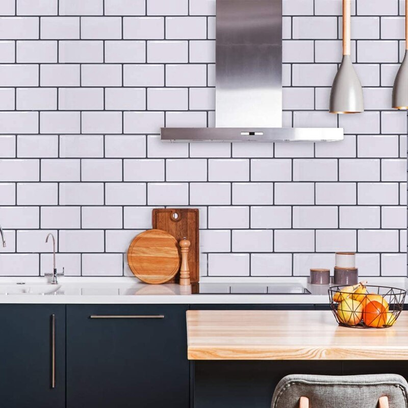 Piastrelle a buccia e Stick Backsplash piastrella della metropolitana per cucina bagno lavanderia rimovibile 3D metropolitana piastrella da parete 5 pezzi