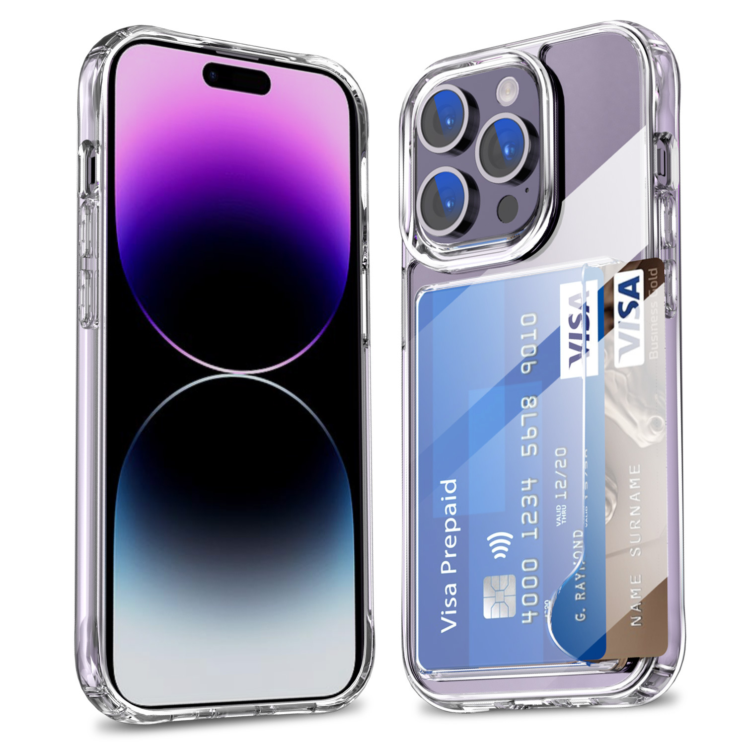 Luxury Shockproof Transparent Wallet Card Holder Phone Case For iPhone 16 15 14 Pro Max 13 12 11 Plus Hard Acrylic Clear Cover: Nylon