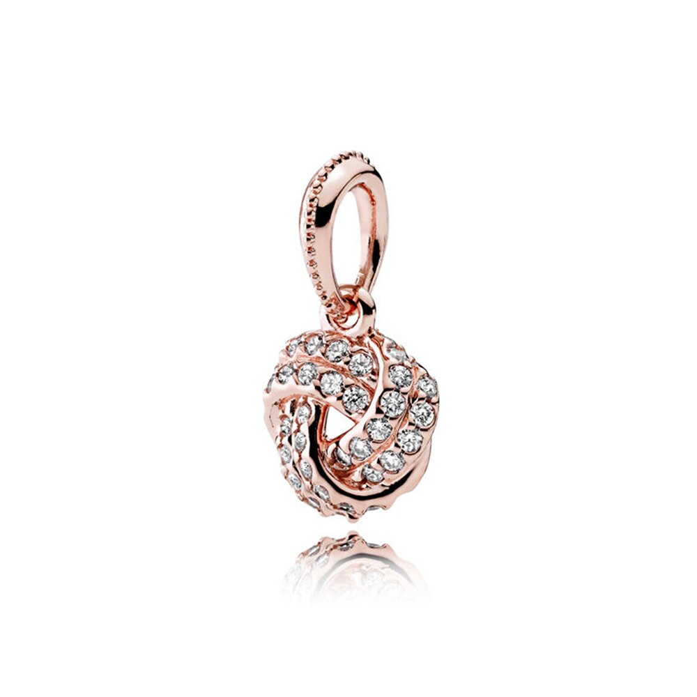 100% S925 Sterling Silver Crown Heart Shape Bow Rose Gold Pendant Series Original Jewelry