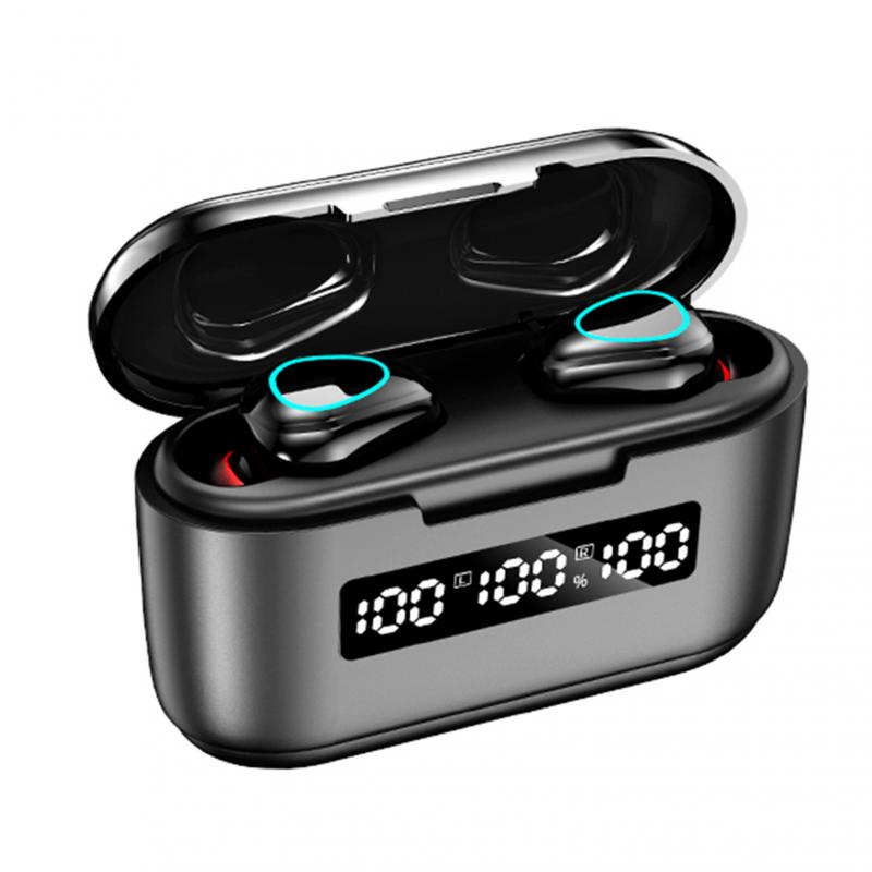 Tws Bluetooth 5.1 Koptelefoon 3500Mah Opladen Doos Draadloze Hoofdtelefoon 9D Stereo Sport Waterdichte Oordopjes Headsets Met Microfoon: black