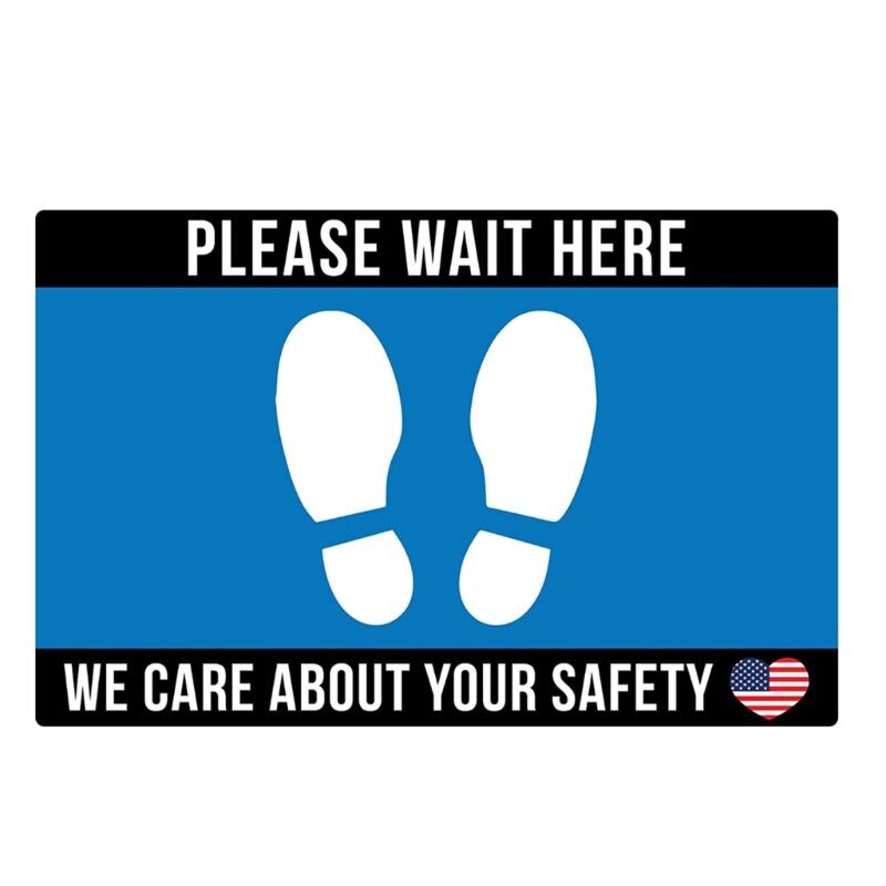 Please practice social distancing floor sign.Safety sign.Rectangle Pressure sens: A