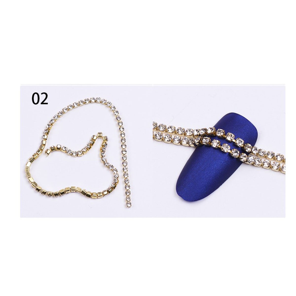 1 box Nail Art Platte Vorm Metalen Nail Art Kralen Crystal AB Steentjes Steen Manicure Decoratie: 02