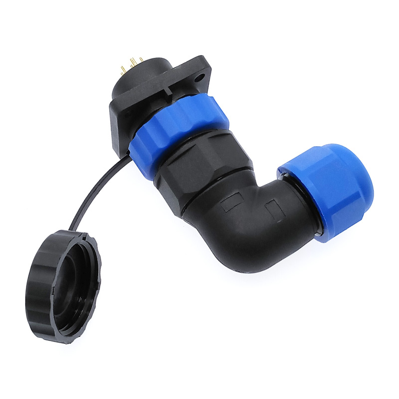 SP20 90 degree elbow waterproof connector 1/2/3/4/5/6/7/8/9/10/12/14Pin IP68 flange socket angle connectors