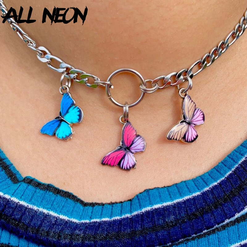 Vlinder hanger choker ketting sieraden op de nek roestvrij staal sieraden vrouw e-girl stijl dames accessoires