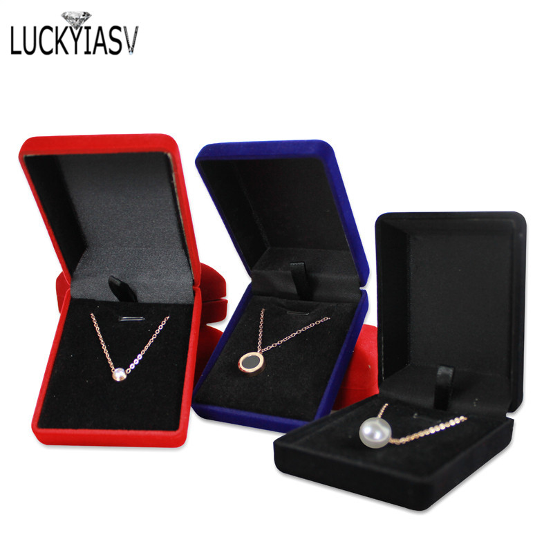 Gros noir velours mariage mariée bijoux collier pendentif boîte Colar boucles d'oreilles bibelot présentoir support organisateur