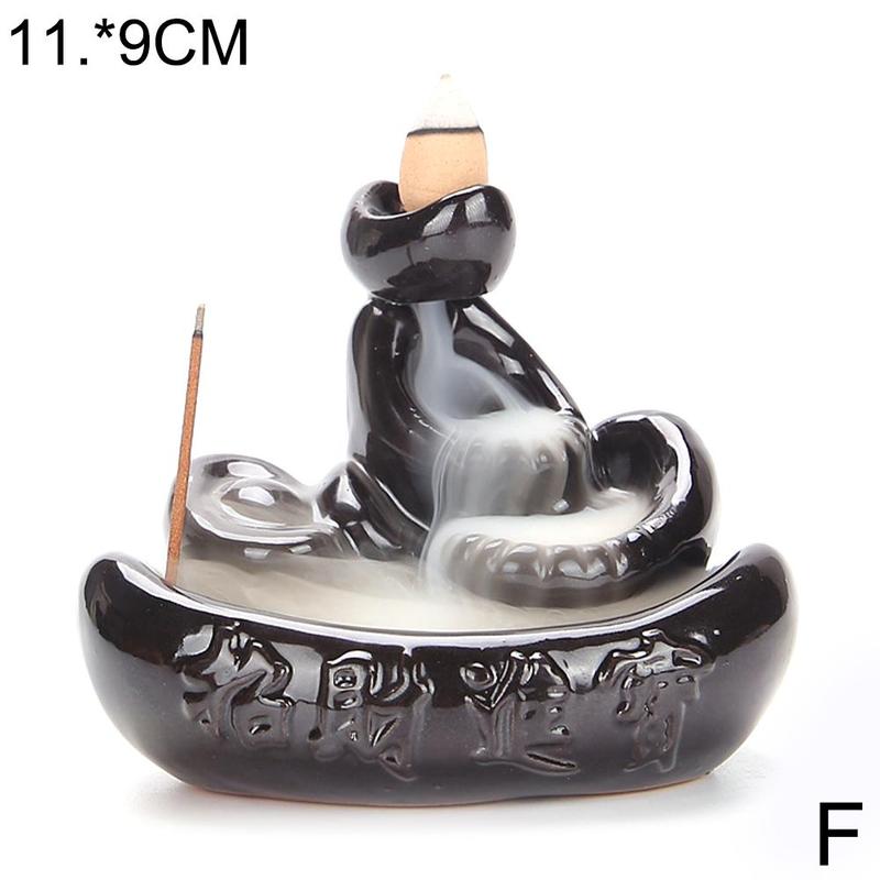 1pc criativo cachoeira queimador de incenso suporte de incenso cerâmica artesanal backflow queimador de incenso decoração cones: F
