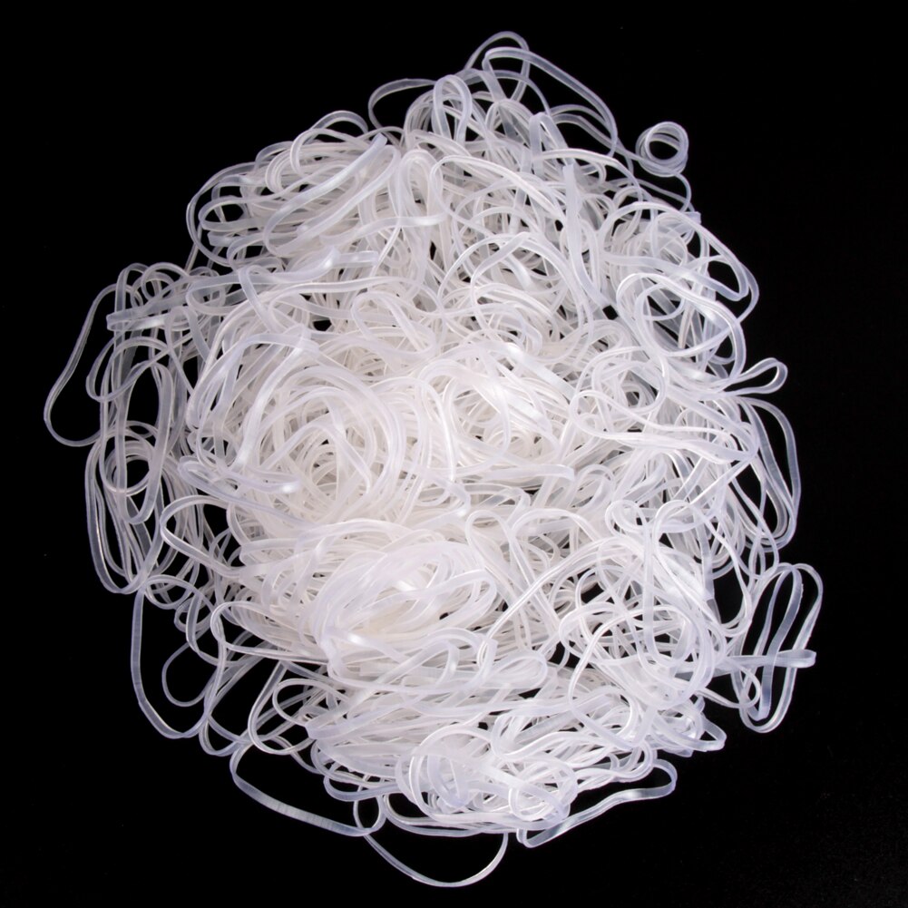 500Pcs Hair Tie Band Paardenstaart Houder Elastische Rubber Clear White Vrouwen Diy Haar Styling Tools Accessoire Cirkel Paardenstaart Hoofddeksels