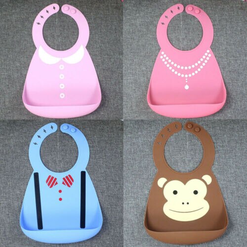 Baby Bib Pasgeboren Baby Jongen Meisje Kinderen Cartoon Slabbetjes Waterdichte Speeksel Voeden Schort Babadore Food Grade Siliconen Slabbetjes 2B04